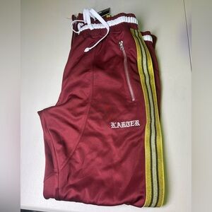 Karger Maroon Track Pants with Gold Stripe
